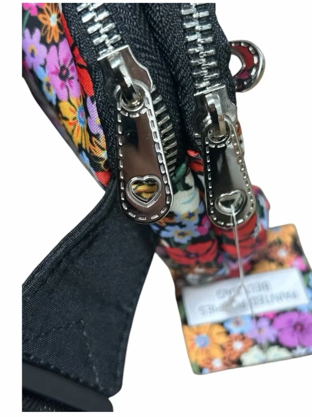 Brighton Floral Zip Cosmetic Pouch - Black with Purple, Orange & Yellow Flowers